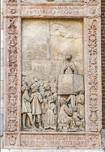 St.Peter martyr preaching, Portal details of Saint Anastasia Church (Verona)