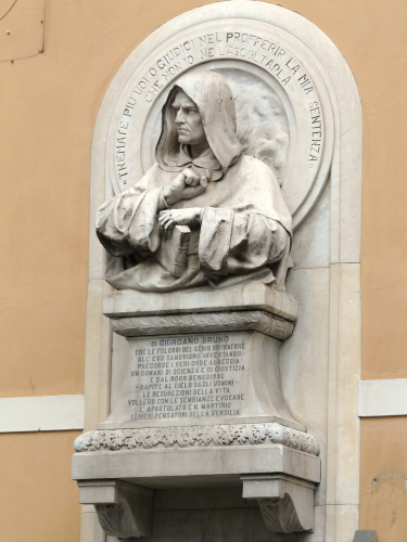 Antonio Bozzano, Plaque to Giordano Bruno