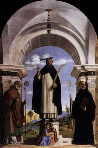 Cima da Conegliano, San Pietro martire con i santi Nicola di Bari e Benedetto