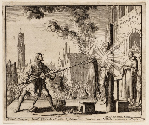 Jan Luyken, Execution of the Anabaptist Hendrik Eemkens in 1562 in the city of Utrecht
