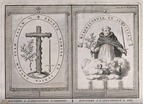 Bernard Picart, The Banner of the Spanish Inquisition and the Banner of the Inquisition in Goa