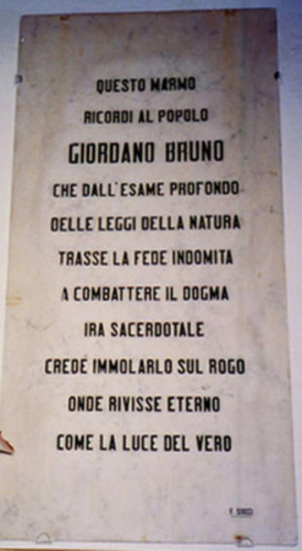 Ettore Socci, Plaque to Giordano Bruno